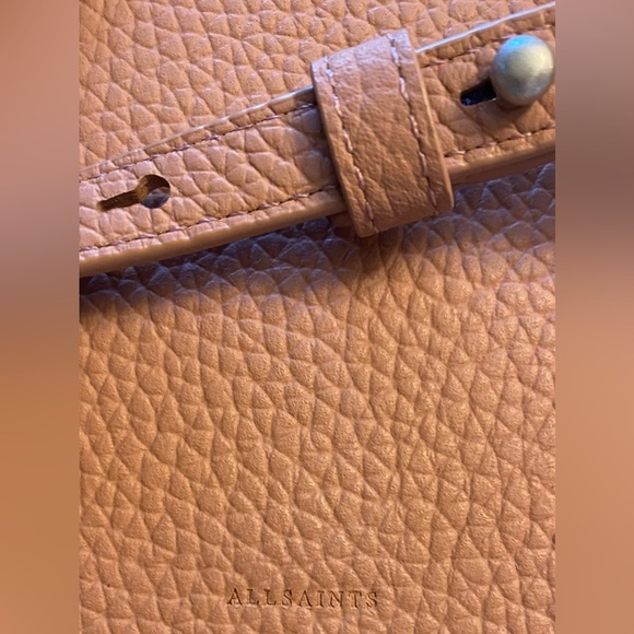 Auth All Saints NWT pink terracotta crossbody chain silver hardware dust bag - Picture 16 of 16